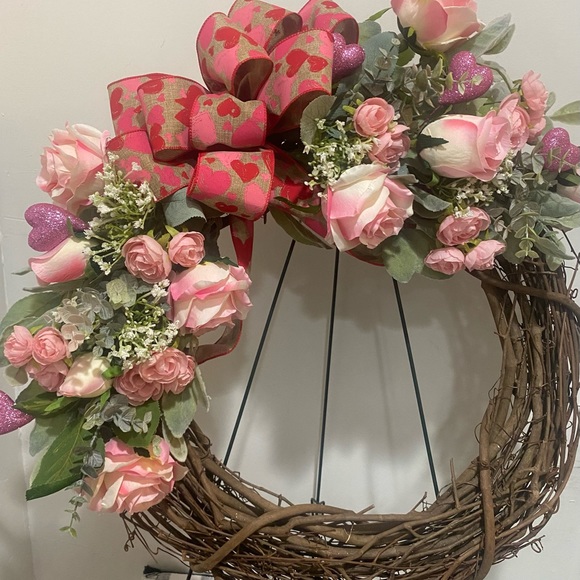 Grapevine Wreath,Valentine’s Day Wreath,SpringWreath,Lambs Ear,Valentines decor - Picture 6 of 6